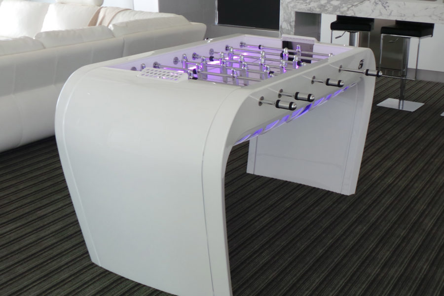 White design foosball table Blackball with led - Babyfoot By Toulet