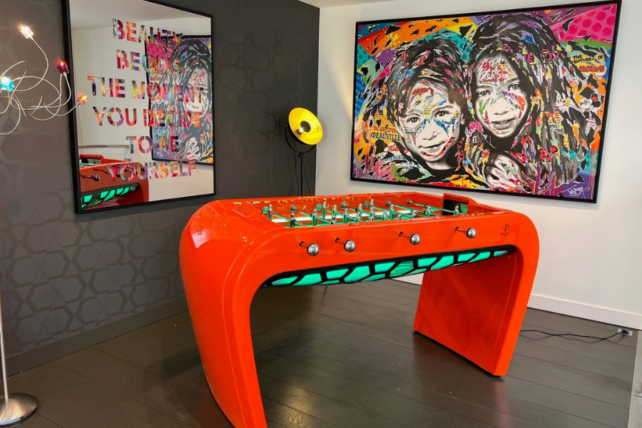 Design foosball table Blackball orange - luxury - Babyfoot by Toulet