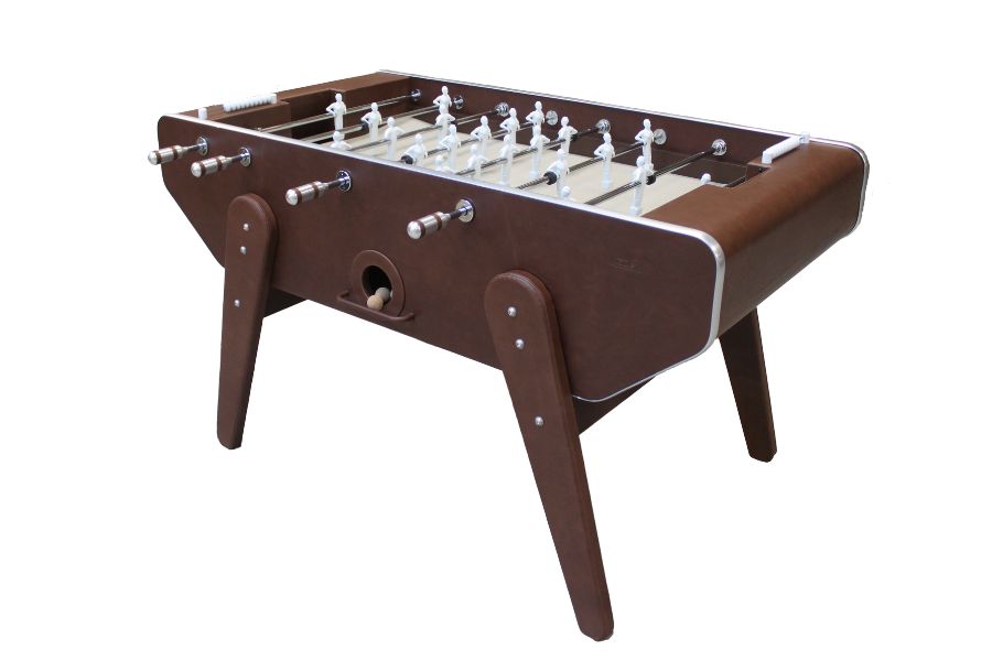 custom made brown leather soccer table Specialist - babyfoot by toulet